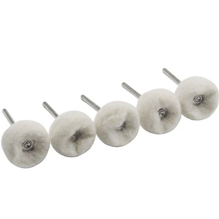 5 Pcs Polishing Wheel Wool Grinder Wool + Metal 45*25*25mm with 3mm Shank Wood Carving Jade Amber Jewelry Polishing Tool