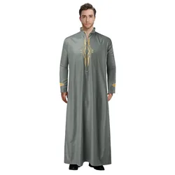 Moda muzułmańska mężczyźni szaty z Bliskiego Wschodu arabskiej abaja dubajski Kaftan arabski turecki Ramadan lato Jubba Thobe Thoub islamska odzież