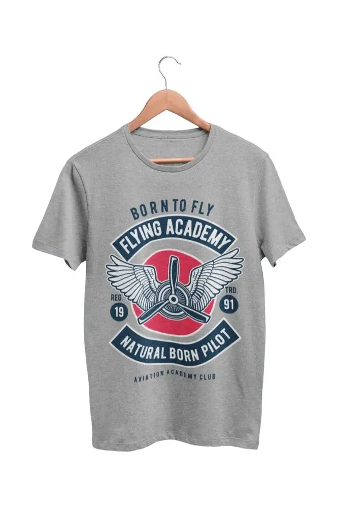 Flying Academy Born To Fly Natural  Pilot T Shirt Aviation Plane Enthusiast Luxury vintage oversized