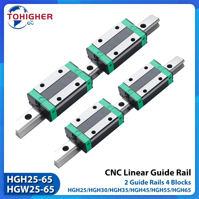 Linear Guide Rail 2 Rails+4 Blocks Square Flange Slider HGH25CA/HGH30CA/HGH35CA Slide Rail Replace HIWIN for 3D Printer Part CNC