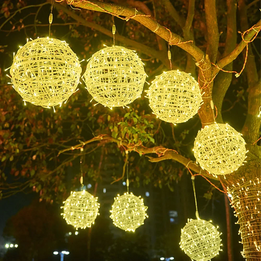 20/30CM Outdoor Holiday Globe Ball Hanging Light Christmas Starry Twinke Fairy Globe Light Garden Patio Tree Lantern Ball Light