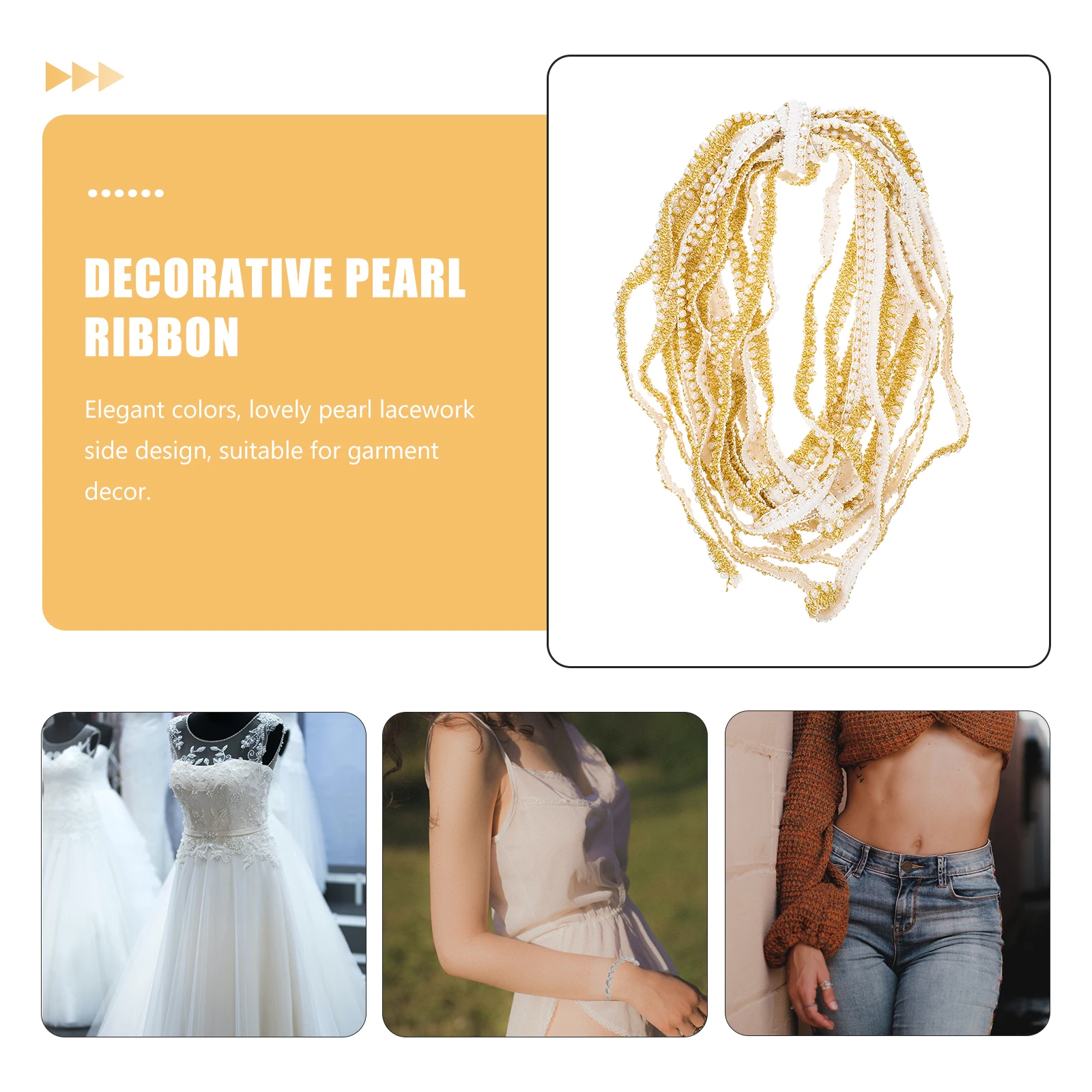 

Pearl Webbing Trim Decorative Ribbon Elegant Colors Flat Diy Pearl Trim Edges Garment DIY Supplies Sewing Trims