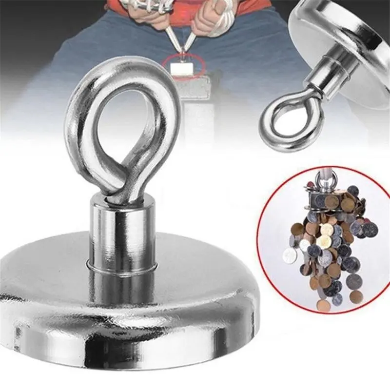 Super Strong Neodymium Fishing Magnets Salvage Magnetic Hook with Countersunk Hole Eyebolt Diameter 32mm/36mm 50KG/72KG