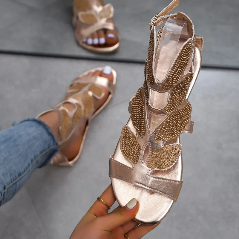 

Summer Women Fashion Sandals Plus Size Butterfly Crystal Gladiator Sandals Comfortable Open Toe Shoes Woman Sandalias 2025