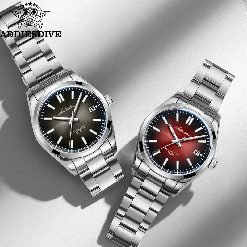 Addiesdive relógios de luxo masculino alta qualidade automático nh35 vidro safira 39mm gradiente luminoso à prova dwaterproof água novo ad2071 relógio pulso