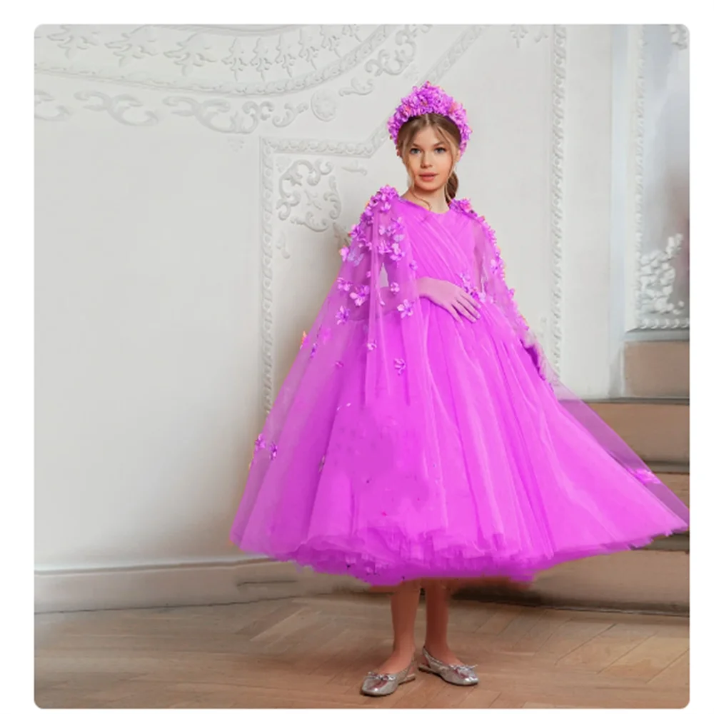 Abiti da ragazza di fiori Applique con scollo a v elegante prima comunione Ball Party Piano Performance Costume da principessa personalizzato