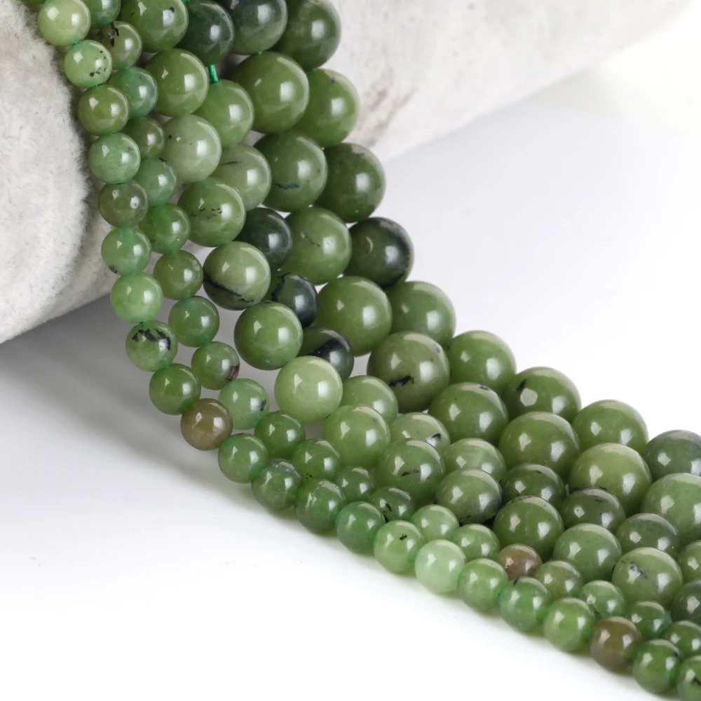 Natural Canadian Green Jades Stone Beads Round Loose Spacer Beads For Jewelry Making 4/6/8/10mm DIY Bracelet Handmade