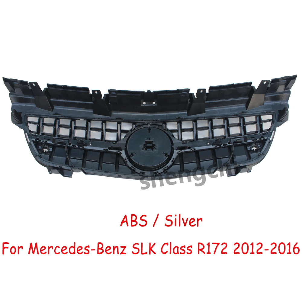 SLK Class R172 GT Style Silver Front Grille for Mercedes-Benz SLK200 SLK250 SLK350 Front Bumper Grill Mesh 2012-2016