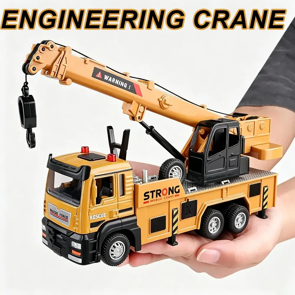1:32 Crane Truck Alloy Car Model Diecast Metal Toy Simulation Engineering Vehicles with Sound and Light Model Hobby Collections