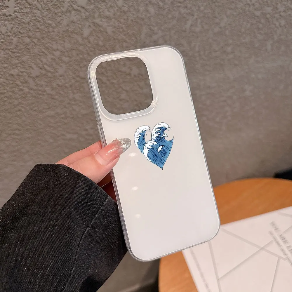 Shockproof Phone Case For Samsung Galaxy S26 S24 S25 Ultra Plus A56 A57 A27 A37 A55 A17 A36 A06 A07 Minimal Sea Wave Heart Cover