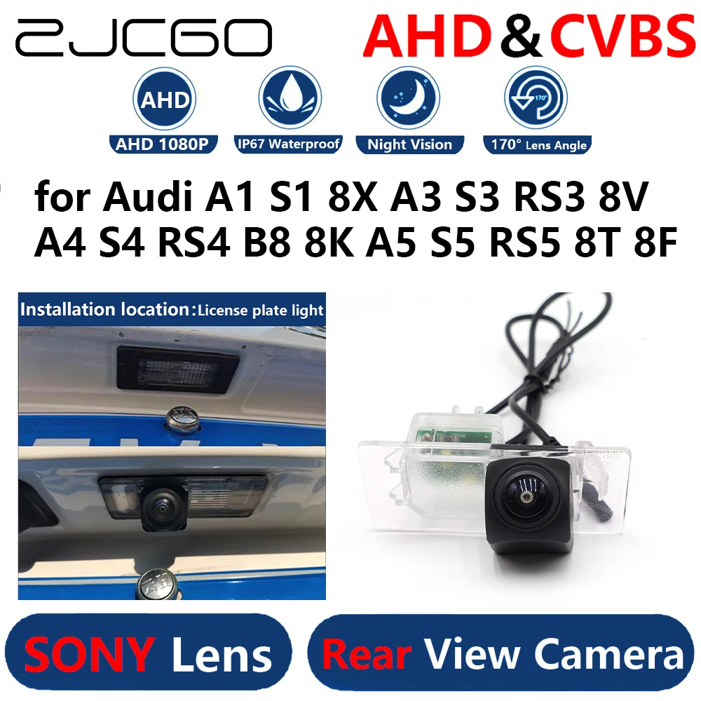 

ZJCGO AHD 1080P Parking Backup Reverse Reversing Rear view Camera for Audi A1 S1 8X A3 S3 RS3 8V A4 S4 RS4 B8 8K A5 S5 RS5 8T 8F