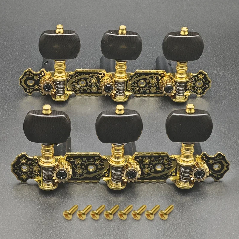 

110MM Guitar Tuners Machine Heads 3+3 Set Tuning Keys String Pegs for Classical Guitar Gear Ratio 1:14 Black
