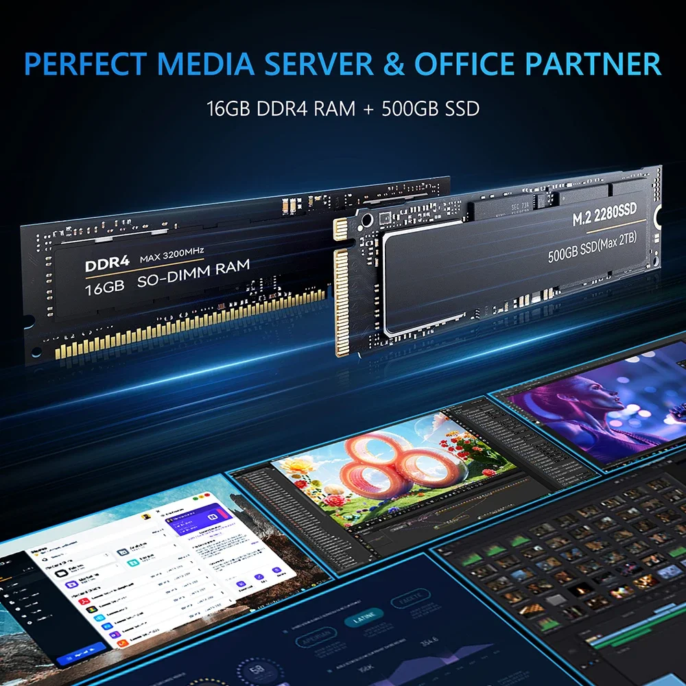 SZBOX N1 كمبيوتر صغير Intel Twin Lake N150 SODIMM DDR4 3200MHz M.2 SSD 4K 60 هرتز RJ45 1000M WiFi BT كمبيوتر مكتبي للألعاب المكتبية #1