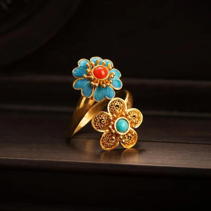 Ein Stück Mode exquisite Blume Lotus Sonnenblumen pflanze Aushöhlung Öffnung Kupfer goldene Farbe