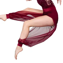 Pantaloni sportivi da ballo gambe a sbuffo a vita alta con spacchi laterali pantaloni corti traspiranti ad asciugatura rapida abbigliamento lirico moderno senza body