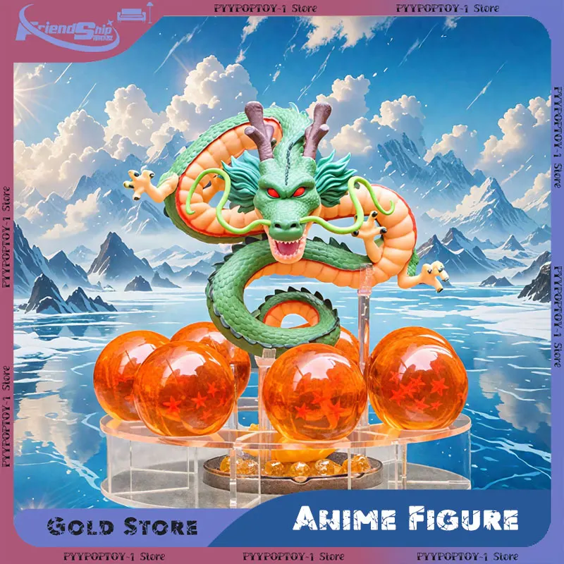 Figura de Dragon Ball de Anime, figura de acción Shenron, juguete con bolas de dragón de cristal, estante acrílico, bola de cristal, regalo de modelo coleccionable