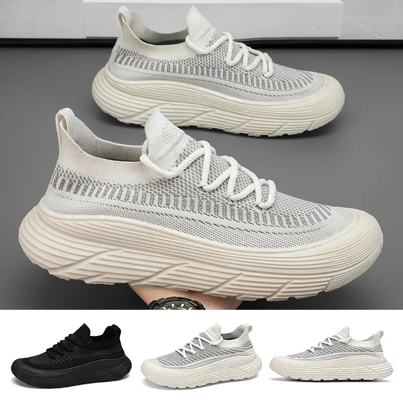 

2024 Summer Men Sneakers for Travel Training Lace Up Mesh Outdoor Casual Shoes Breathable Thick Soled Cushioned Shoes Size 39-44