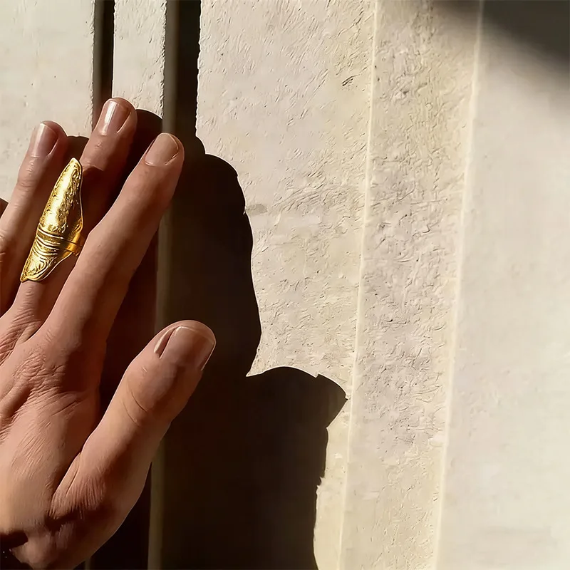 2026 Neues Künstlerisches Unregelmäßiges Textur-Knöchelring-Set Gold & Silber Hip-Hop-Stil Vollfinger-Ringe – Detail 11