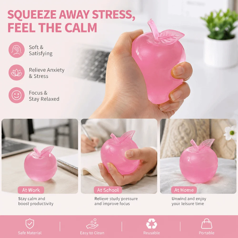 Apple Shape Stress Relief Toys Anti-stress Slow Rise Plasticity Squeeze Toys Anxiety Relief Non-Bounce Sensory Fidget Toys