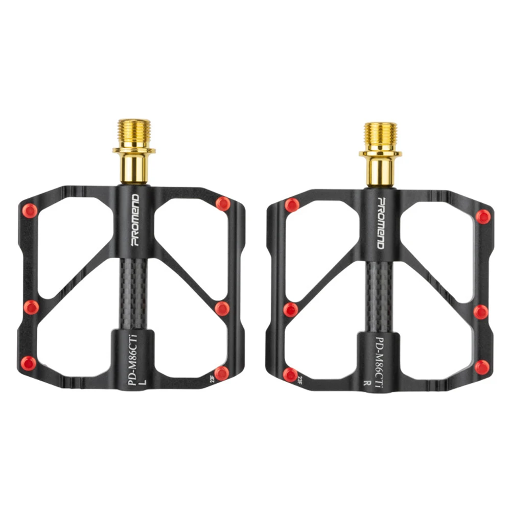 Titanium Axle Carbon Tube Bicycle Pedals 86T Mountain Bike 3 Perrin Pedals Road Bike Gold Riding Pedals