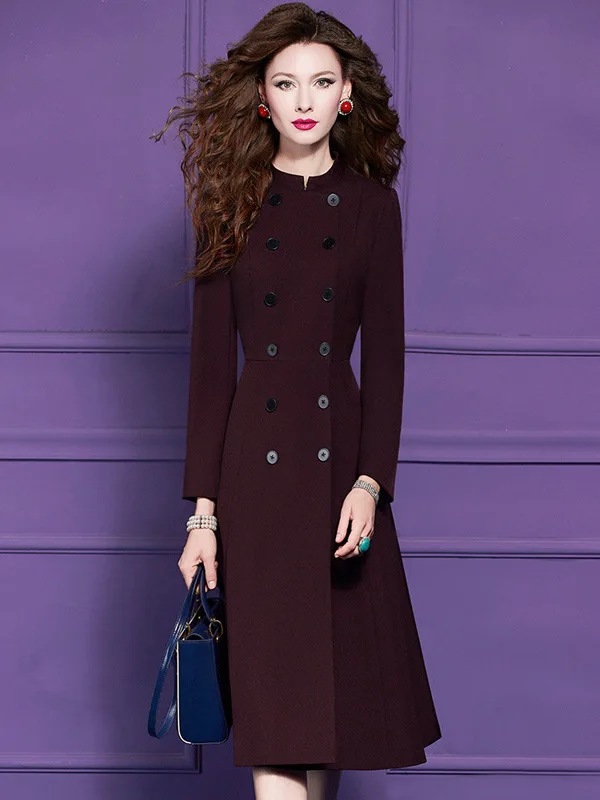 

Платье Fene средней длины А-силуэта с двойной пуговицей на талии, зимняя мода для женщин, деловой повседневный стиль