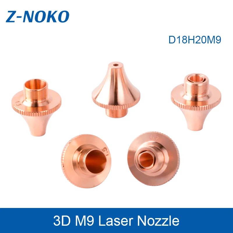 ZNOKO 3D Laser Nozzles D18 M9 Single Double Layer Fiber Cutting Machine Parts Compatible with Raytools Bodor WSX HAN'S Precitec