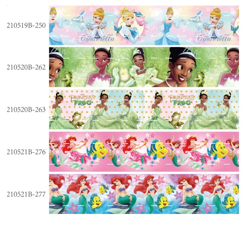 Printed Disney Tiana Princess Cartoon Grosgrain Ribbon for Hairbows DIY Gift Wedding 10yards Craft Supplies Handmade Materials