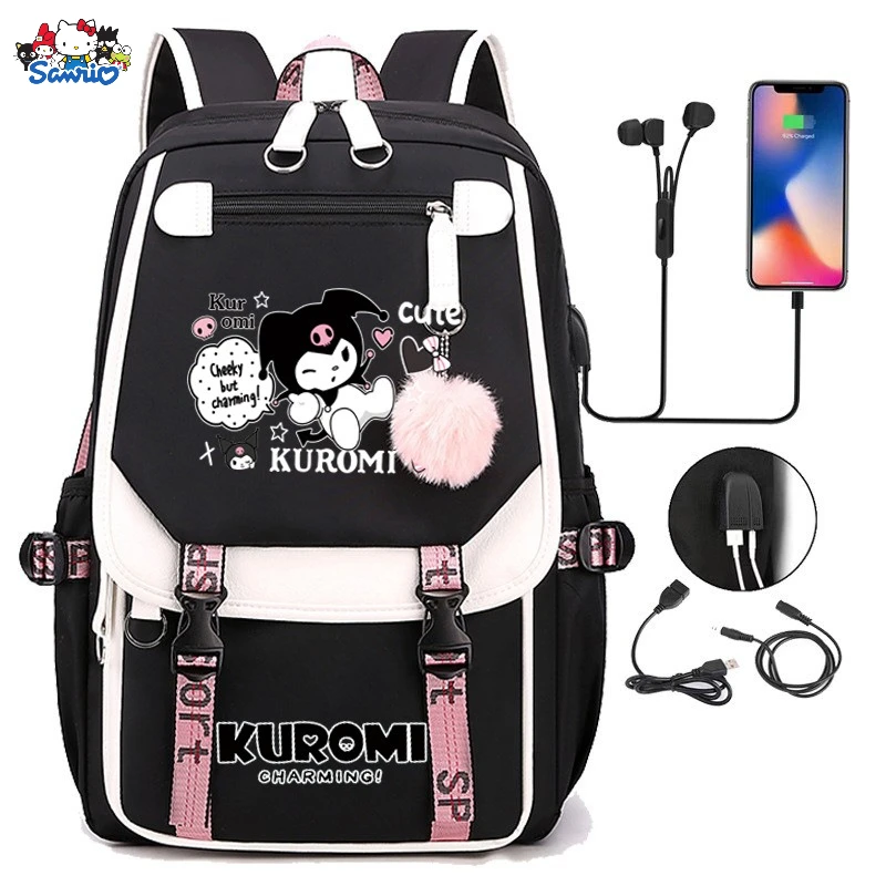 

Anime Cartoon Melody Kuromi New Backpack for Teen Students Back To School Backpack Ladies Rucksack Kids Canvas School Bag Gift