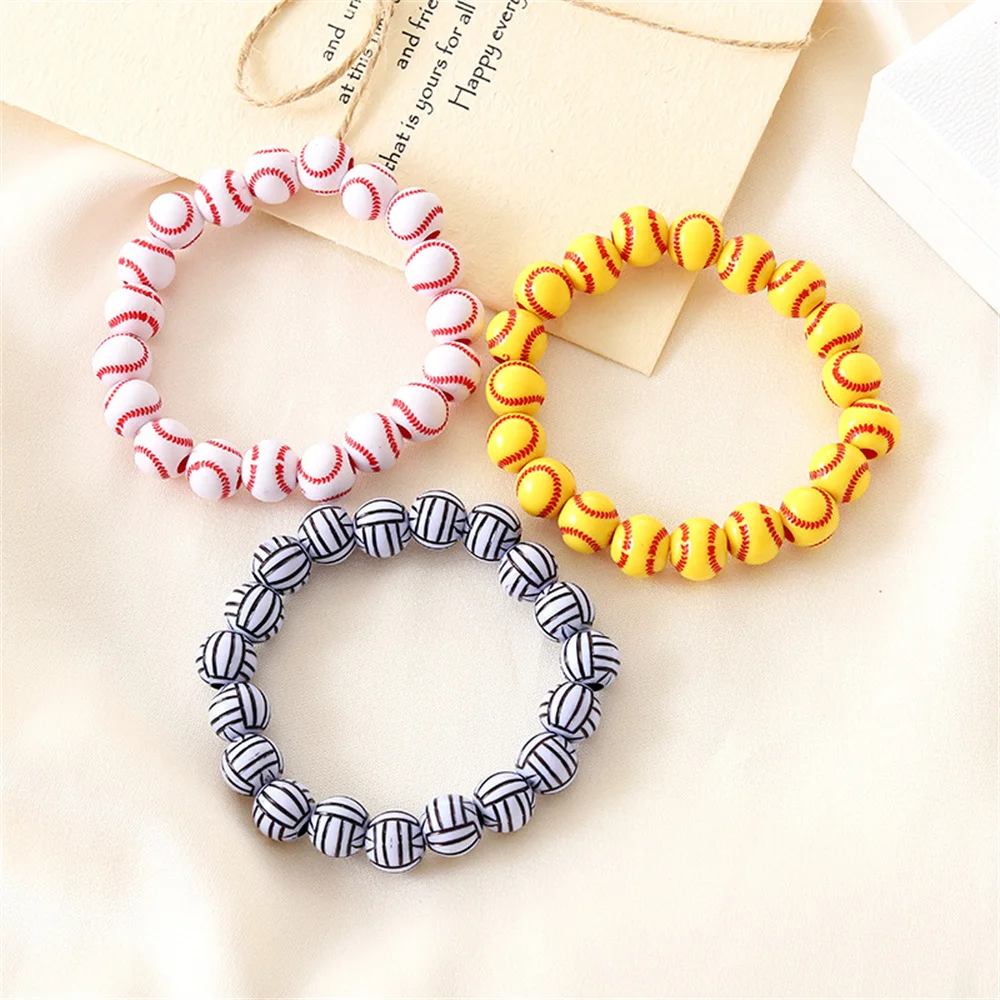 New Fashionable Sports Style Rugby Football Basketball Baseball Beads Men's and Women's Versatile Jewelry Ball Acrylic Bracelet
