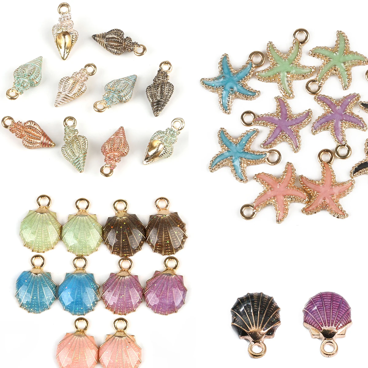 

Подвеска из сплава с ракушками и звездами, 30 шт.