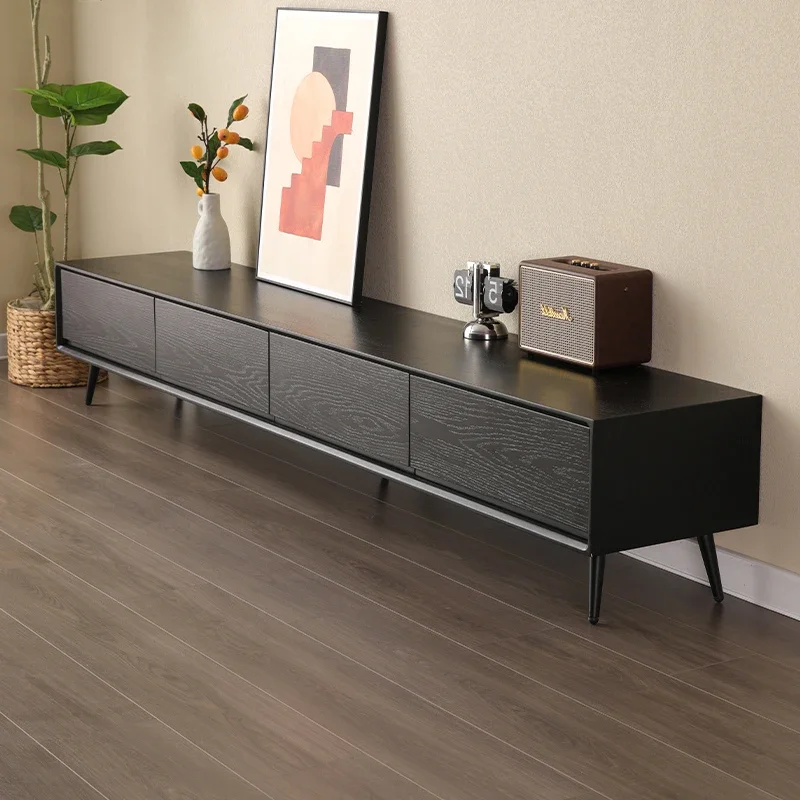 

Home Light Luxury Storage TV Cabinet Rounded Corner Modern Simple Rock Panel Solid Wood TV Cabinet Nordic Muebles Furniture