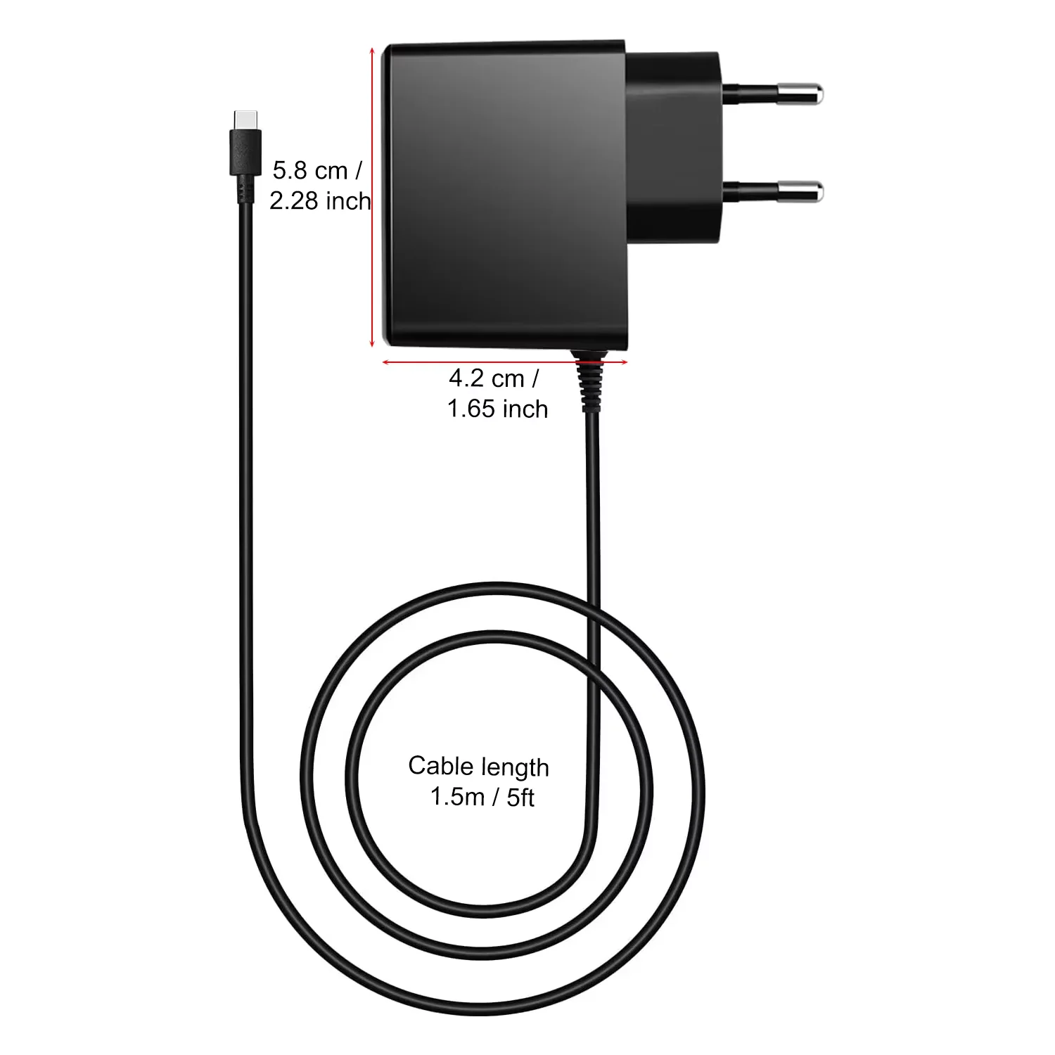

USB Power Adapter Fast GaN Charger For Switch 2 /Switch /OLED /Lite, Power Supply For NS2 NS Support Switch TV Dock 15V 2.6A 3A