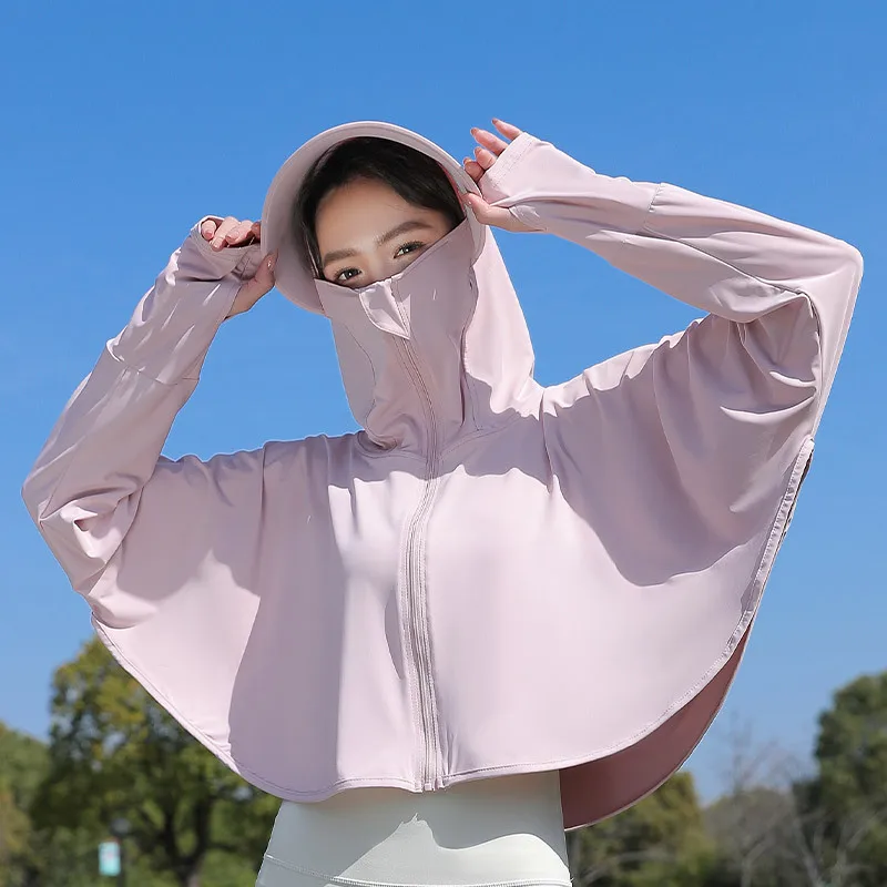 Women's Ice Silk Cloak Style UV Protection Clothing 2026 New Summer One-Piece Face Mask Outerwear Ultraviolet Protection