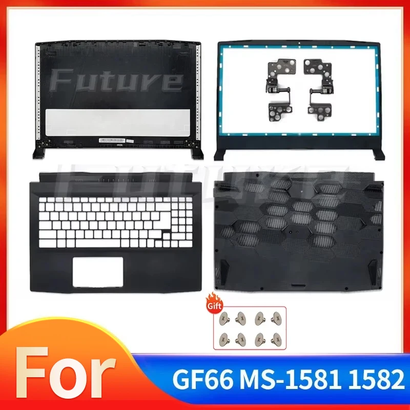 

New Top Case For GF66 MS-1581 MS-1582 Katana GF66 LCD Back Cover Bezel Hinges Palmrest Bottom Case 15.6 Inch Black