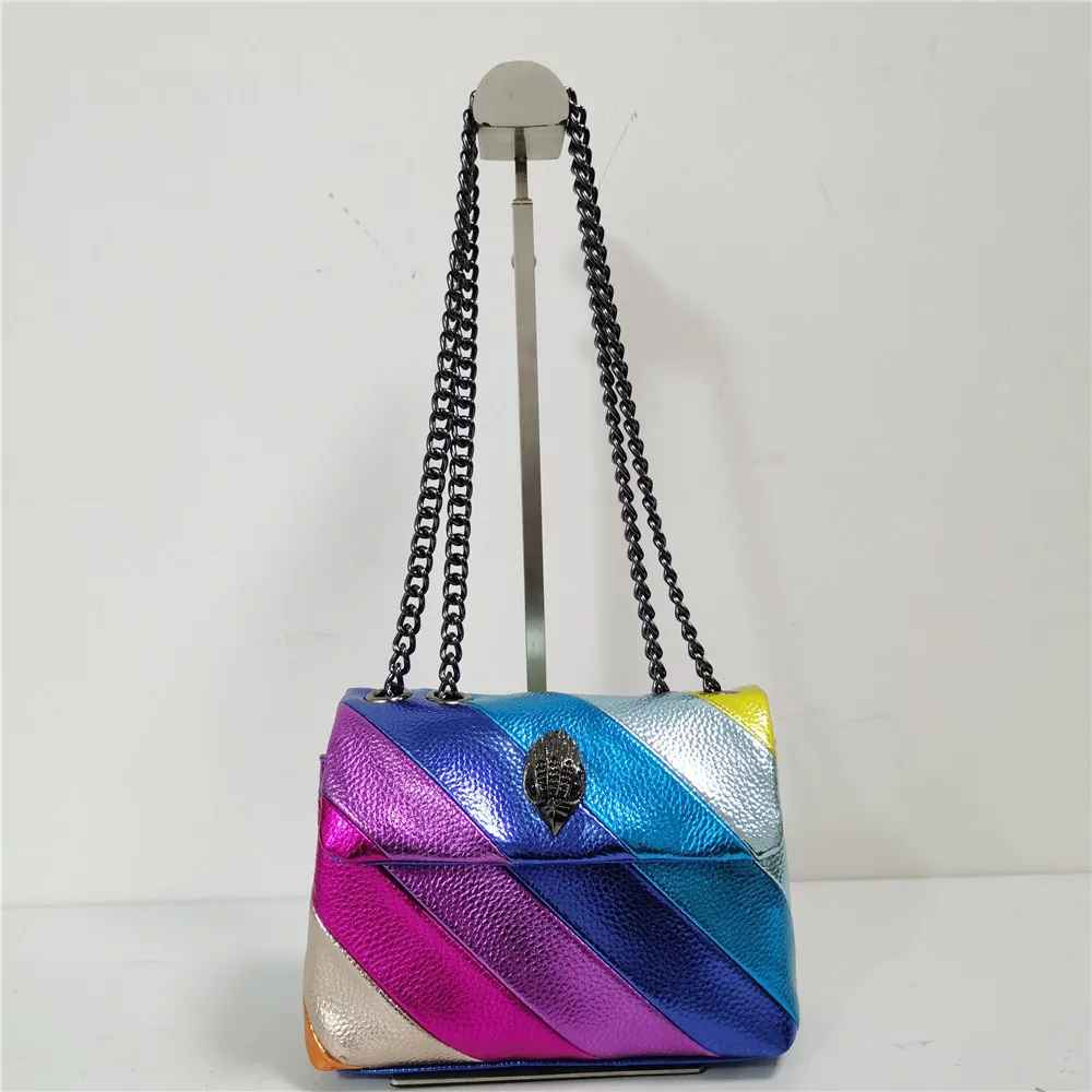 bolsa de ombro aguia de metal feminina bolsa pu listrada arco iris bolsa mensageiro feminina moda feminina bm103 2023 01