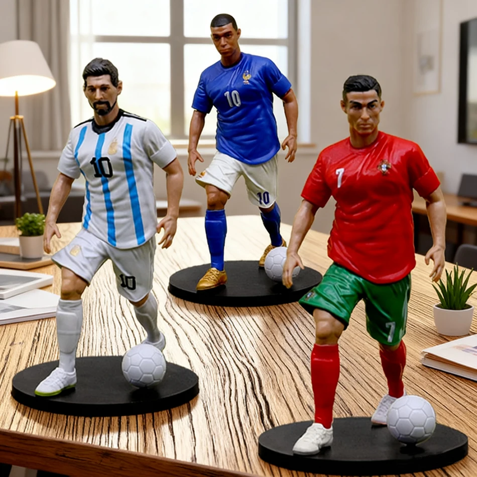 1-8 قطعة/المجموعة نجم كرة القدم C. رونالدو ميسي Mbappe نموذج الدمى الكرتون لطيف عمل الشكل اكسسوارات السيارات مشجعي كرة القدم الهدايا