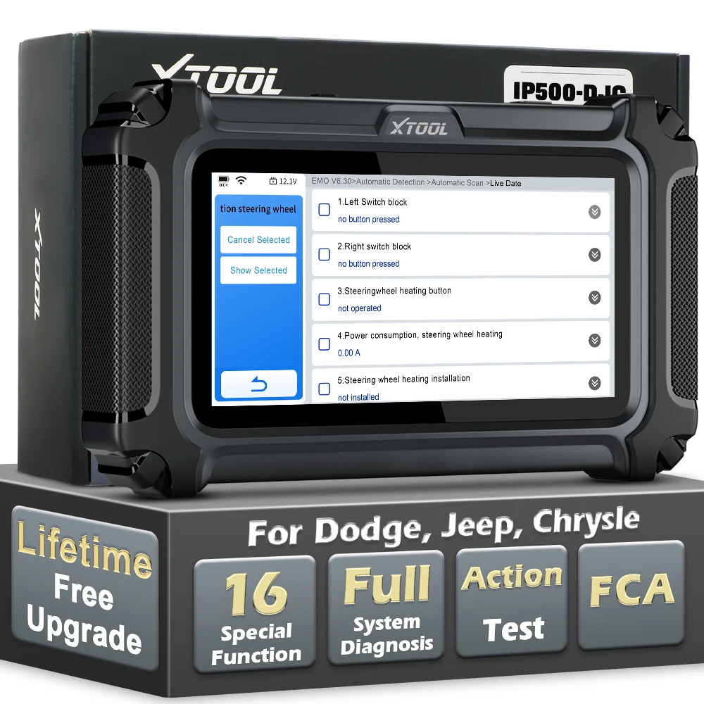 XTOOL IP500-DJC Bi-directional Control OBD2 Scanner,For Dodge/ Jeep/Chrysle,FCA,16+Services Tools,Lifetime Free Update Scan Tool