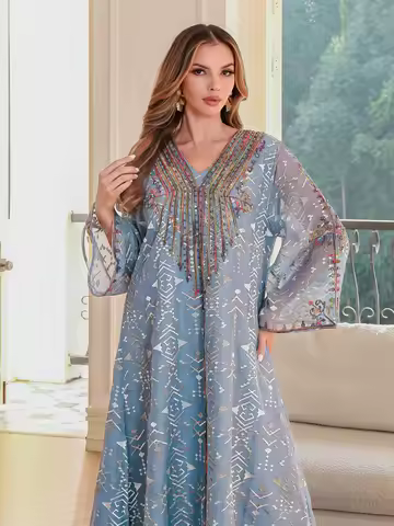 Malaysia Muslim Gown Women Abaya Elegant Gorgeous Party Style Evening Dress Kaftan Cording Embroidery Long Robe