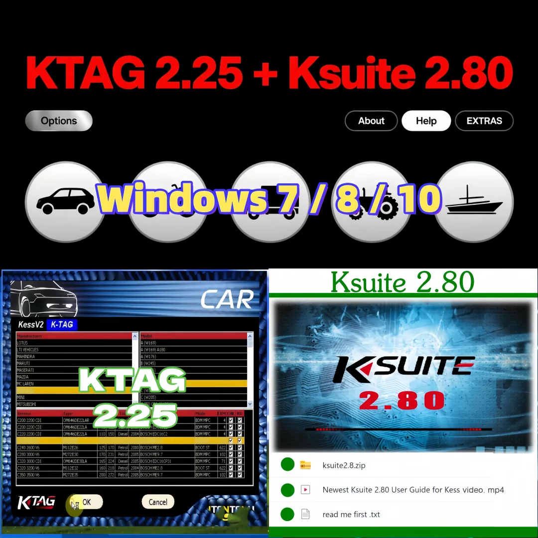 

Ktag 2.25 & Ksuite 2.80 Software for KESS V2 & V5.017 – RSA Error Fix, Unlock Tool for Car Truck Bike Tractor EU Online Version