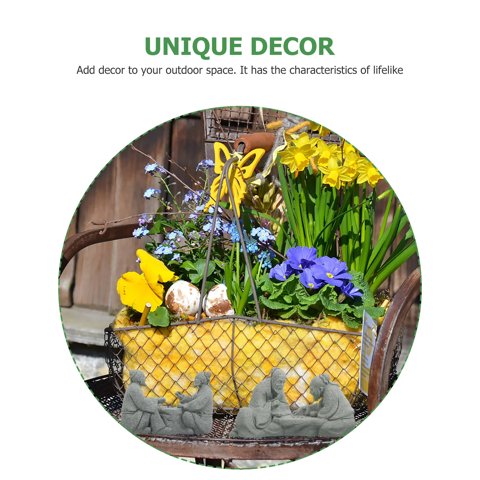 

2Pcs Decorative Old Man Playing Chess Statue Unique Sandstone Craft Garden Landscape Artware Home Desktop Bonsai Ornament