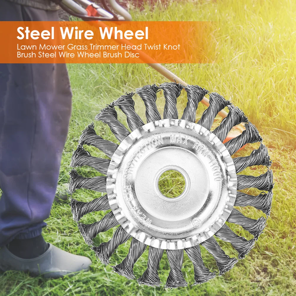 4/5inch Knotted Wire Wheels Built-In Fixing Plate Wire GrassTrimmer Blades Steel Wire Trimmer Head Garden Power Tool Accessories
