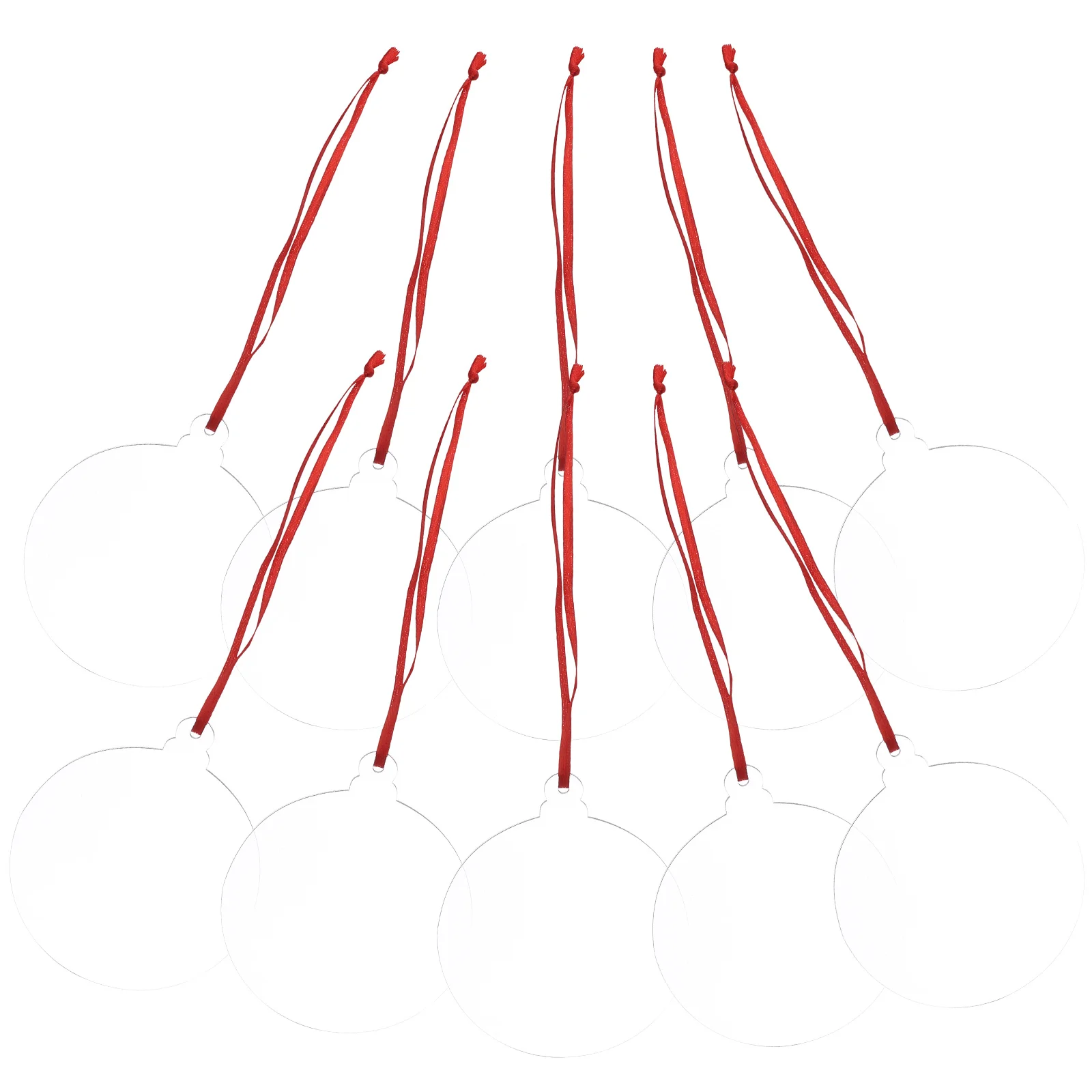 

10 Pcs Christmas Tree Pendant Diy Clear Ornaments Round Heat Transfer Blank Pendants for Crafting Decorative Acrylic