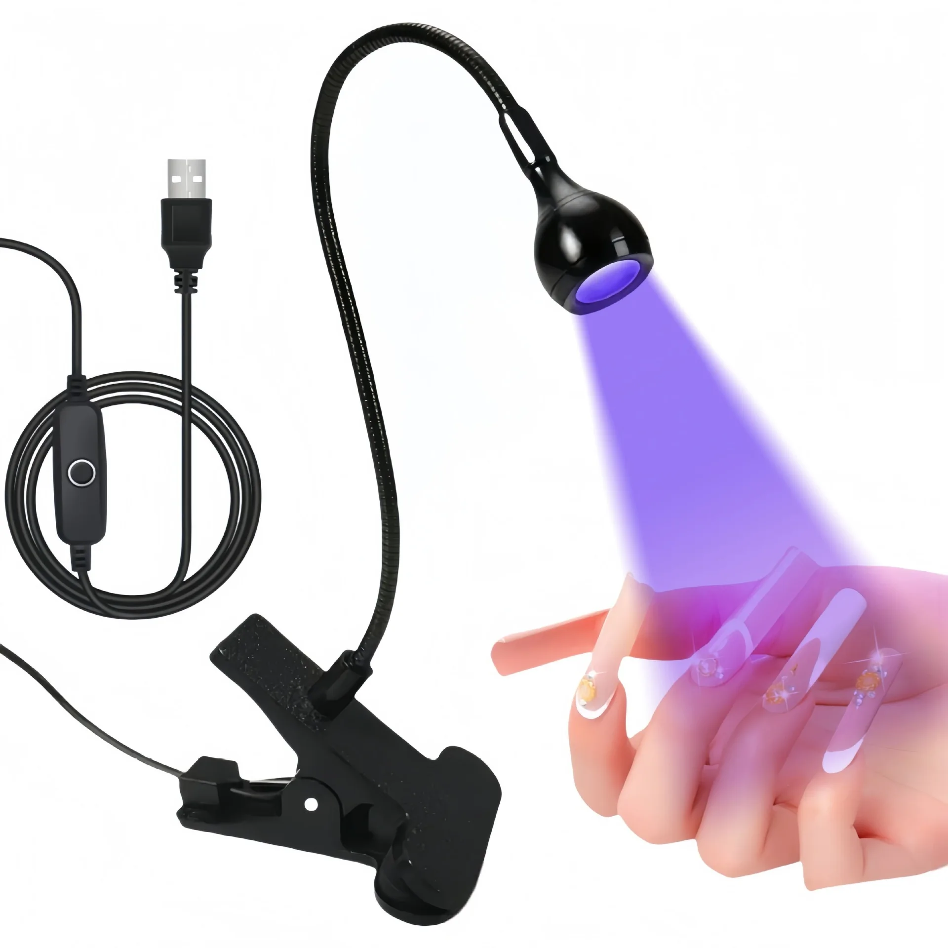 

USB Nail LED UV Lamp for Drying Gel Nails Polish Clip-On Flexible Desk Mini Portable Nail Lamp UV Light Dryer for Manicure Salon