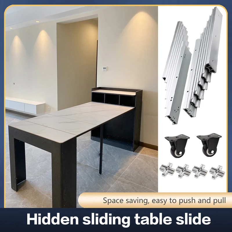 Hidden Drawer-type Dining Table Slide Rails Can Be Pulled Flat And Pushed To Link Lifting Table Rail Hardware