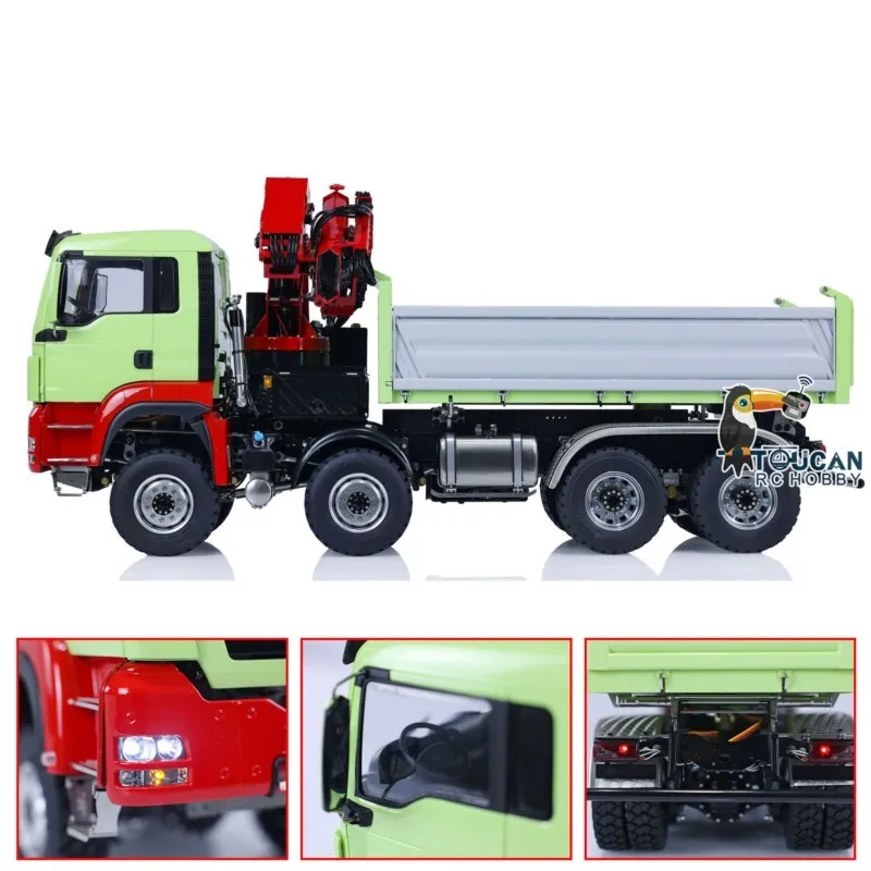 RC Dumper 8X8 LESU 1/14 camion à benne hydraulique pour Pl18Ev télécommande grue Dumper peint assemblé jouet pour garçon Thzh1439
