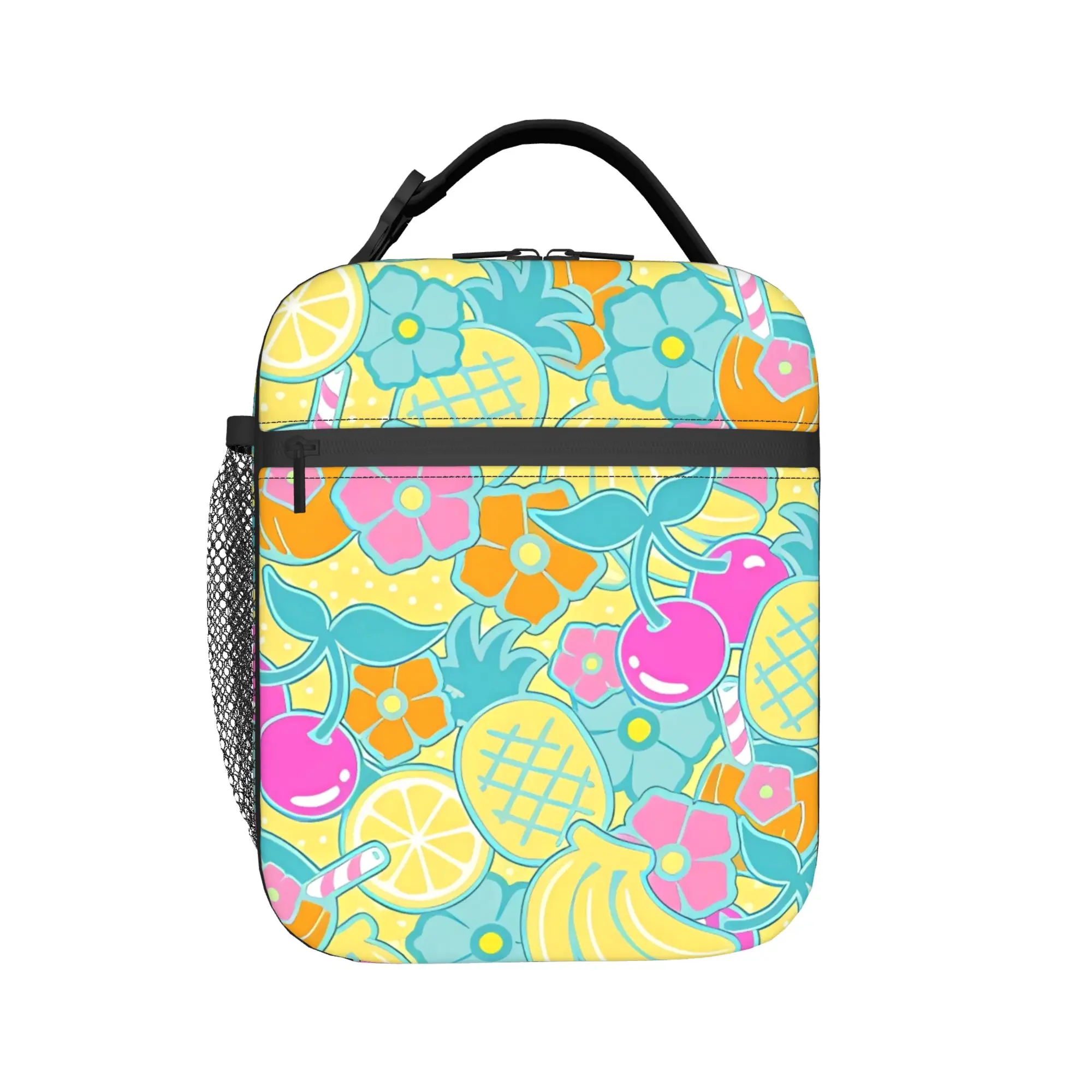 Tropical Fruits Pineapple Banana Pattern Lunch Bag Office Lunch Box For Girls Designer Thermal Lunch Bags Portable Cooler Bag