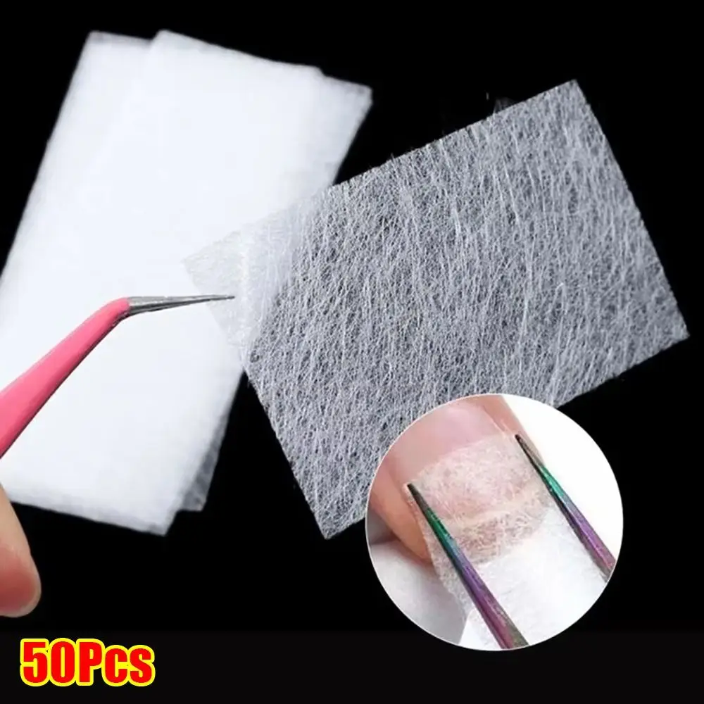 50Pcs Durable Non-woven Silk Fiberglass Nail Extension Manicure Build Acrylic Form Wrap UV Gel French 8x4cm Glass Fiber Paper