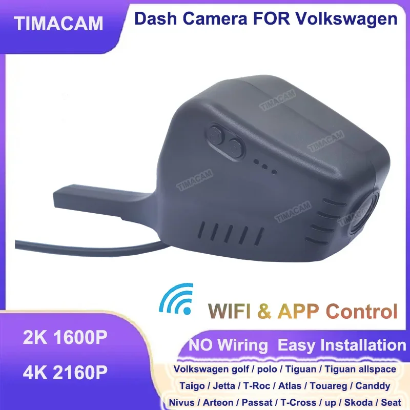 4K Dash Cam 24H Car DVR for Volkswagen VW Passat Tiguan golf polo Atlas Taigo Jetta T-Roc Touareg Canddy Nivus Arteon for Skoda