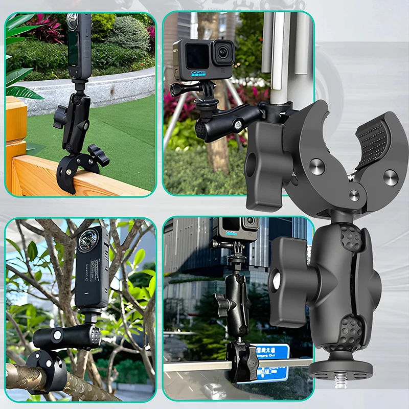 Camera Double Clip Camera Crab Clamp Motorcycle Bicycle Handlebar Clip Bracket For Insta360 One X2 X3 Sport Camera Accessories