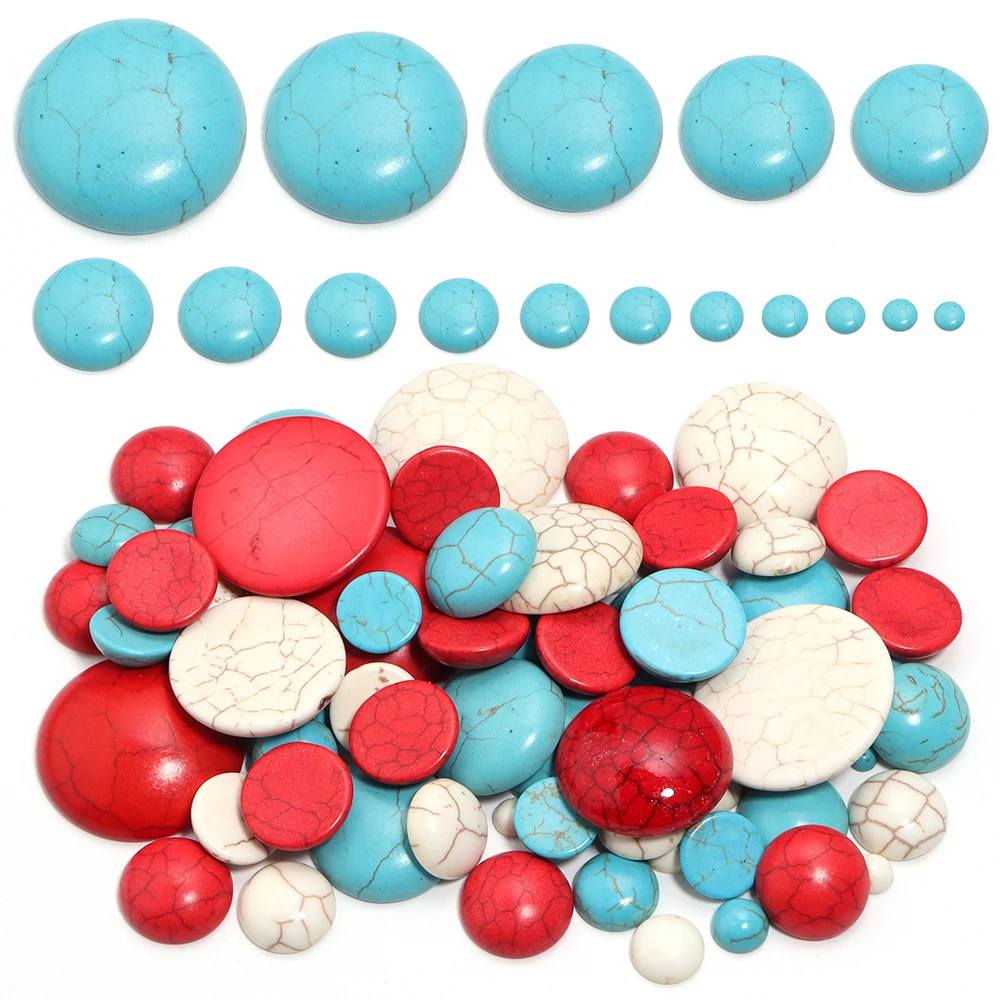 10 sztuk/partia turkusy koraliki z kamienia naturalnego Cabochon okrągły płaski tył Cabochons Cameo do tworzenia biżuterii DIY akcesoria do pierścionków